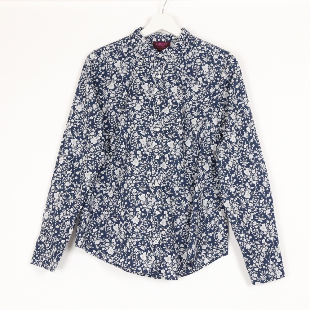 J. Crew Blue and White Floral Button Down Shirt